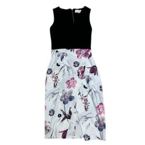 Closet London Floral Midi Dress‎ Black Sleeveless Party Cocktail Size 4